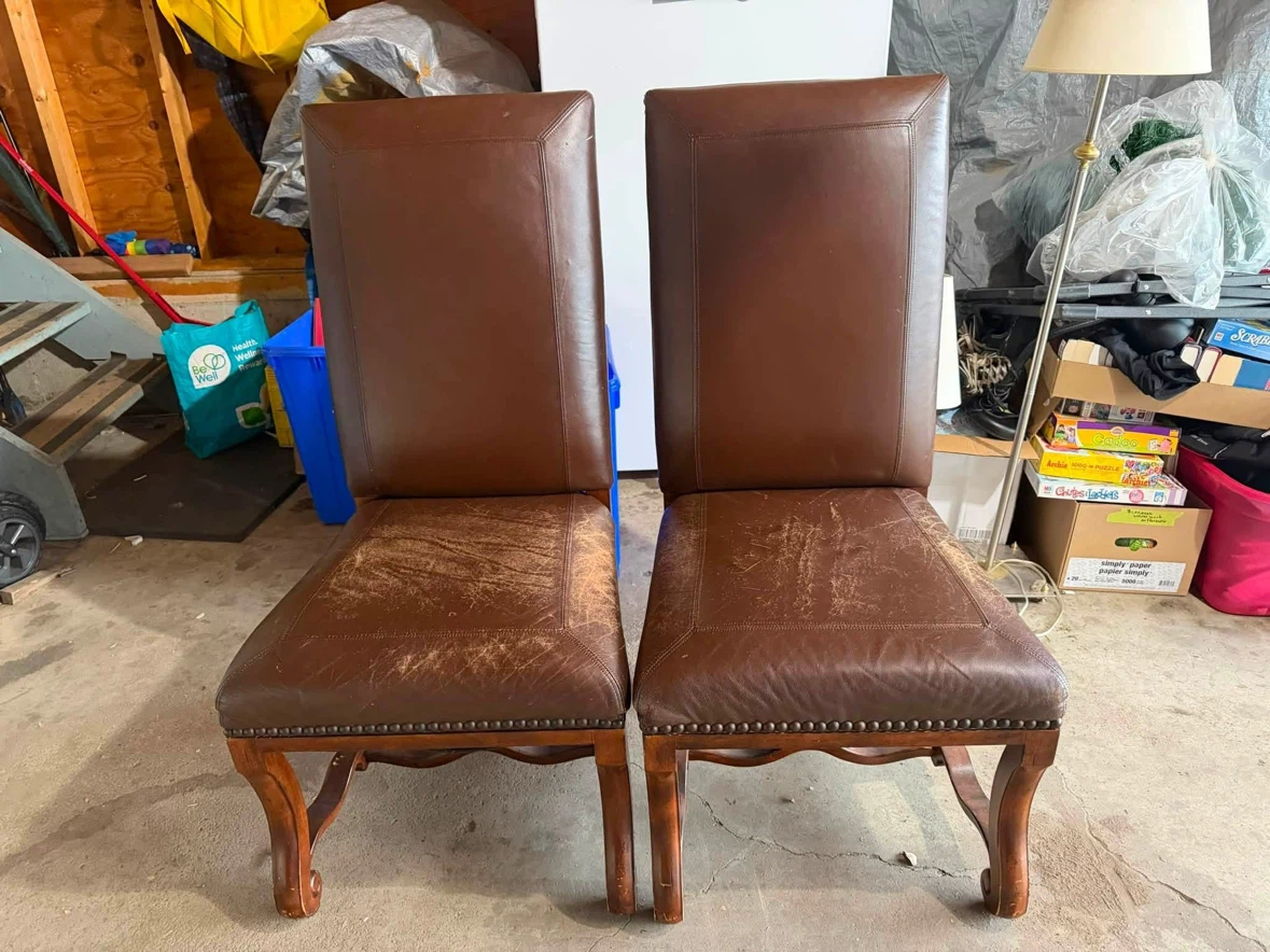 Brown Leather Dining Chairs (Set of 2)
