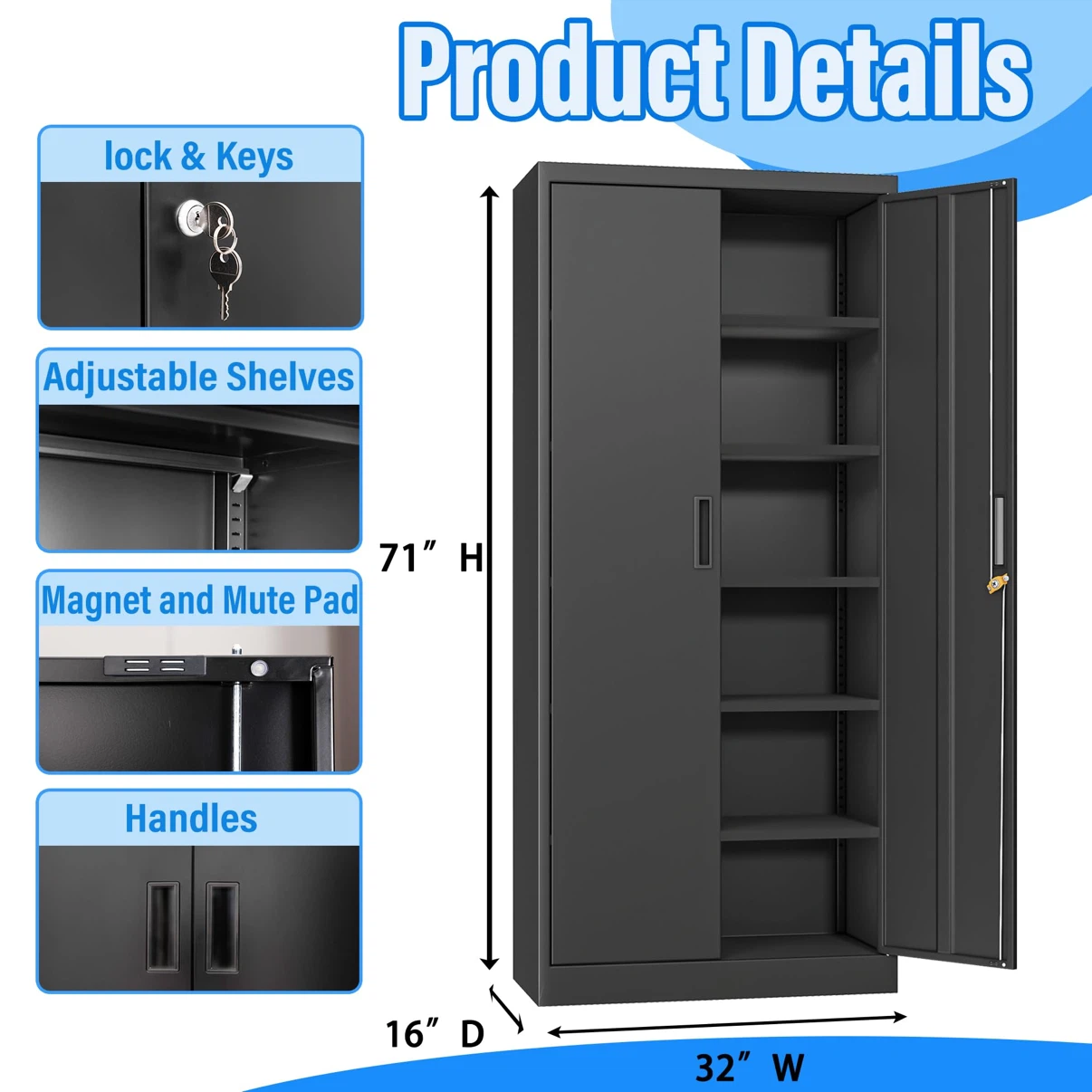 BESFUR Metal Locking Storage Cabinet - photo 2