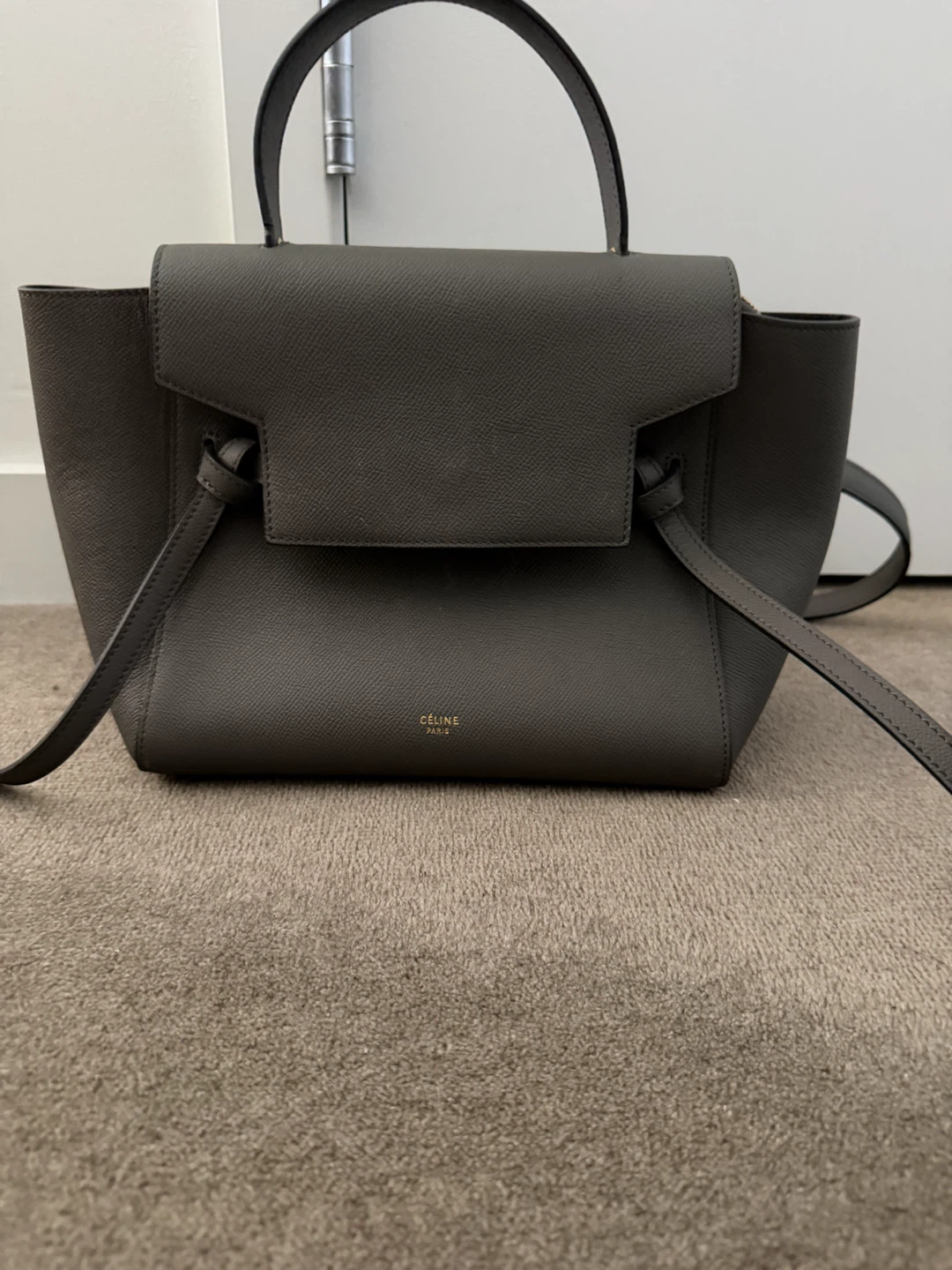 Celine Grey Leather Belt Bag