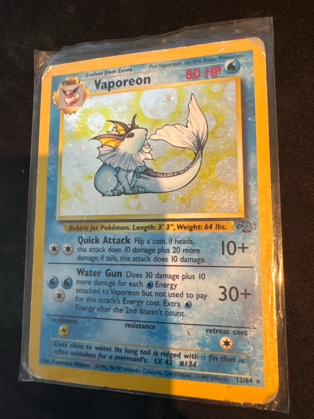 Pokémon Vaporeon 12/64 Jungle Holo Trading Card