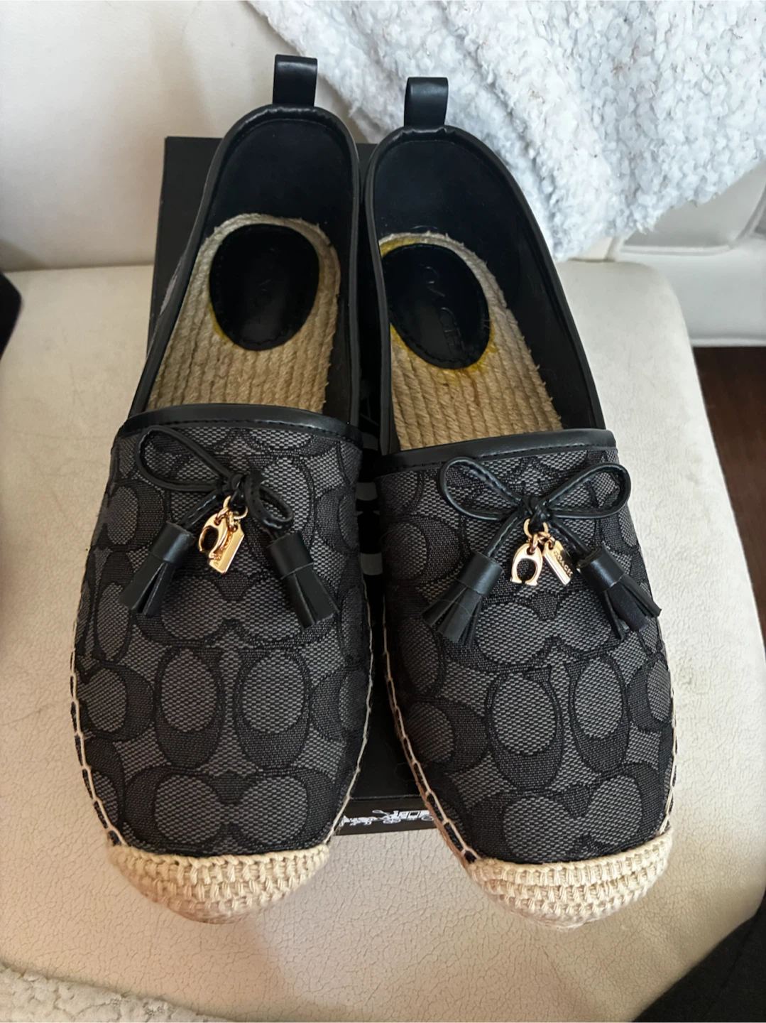 Brand new Coach Jacquard Espadrille Flats Black