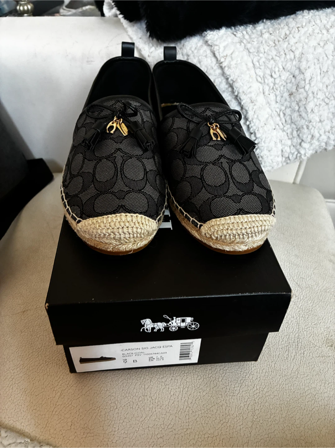 Brand new Coach Jacquard Espadrille Flats Black - photo 3