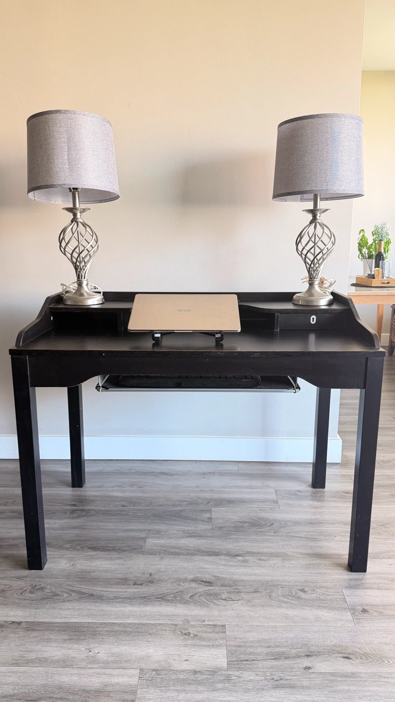 Black Computer Desk with Keyboard Tray