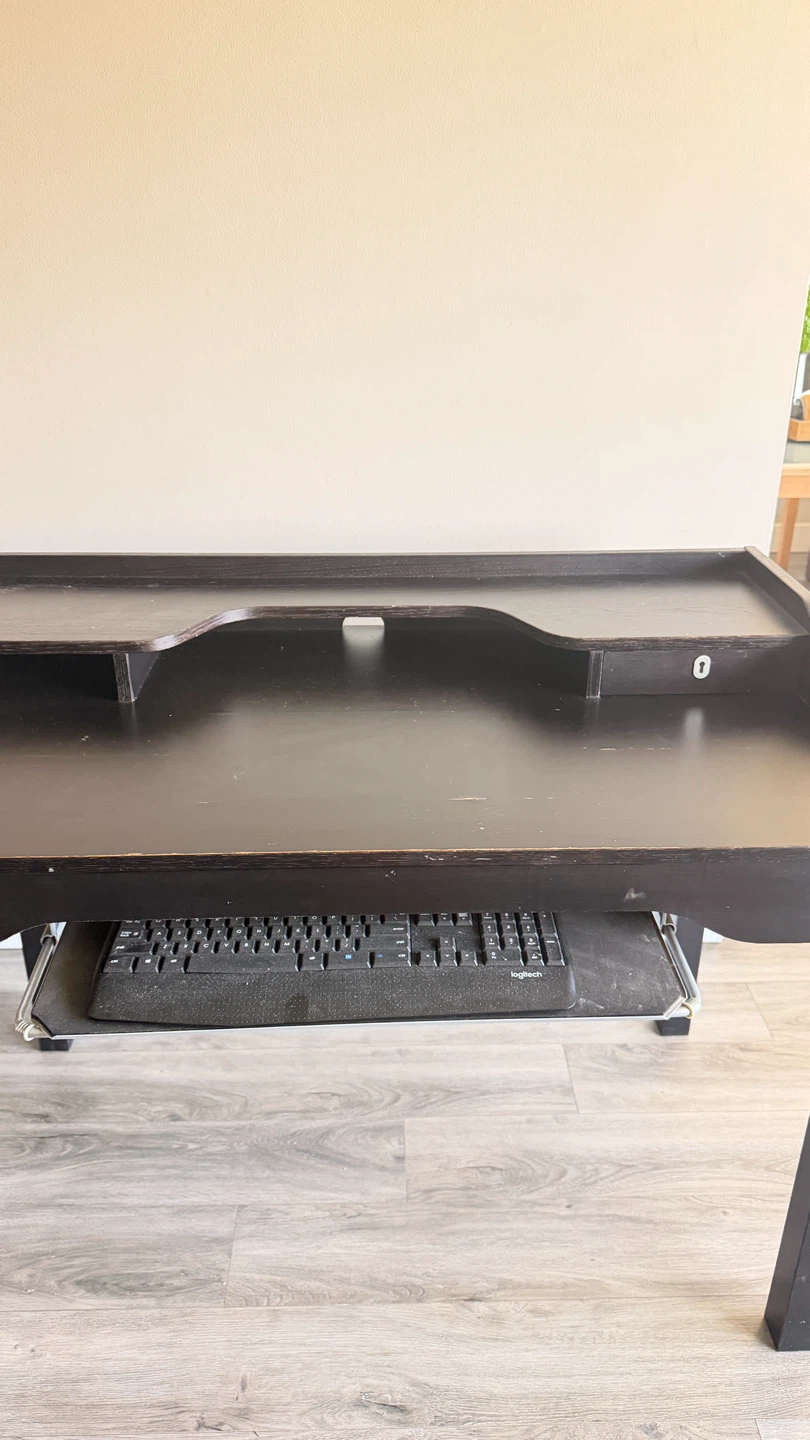 Black Computer Desk with Keyboard Tray - photo 2
