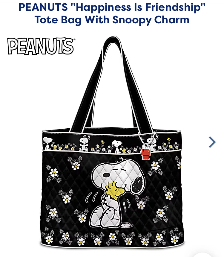 Peanuts "Happiness Is Friendship" Snoopy Tote Bag