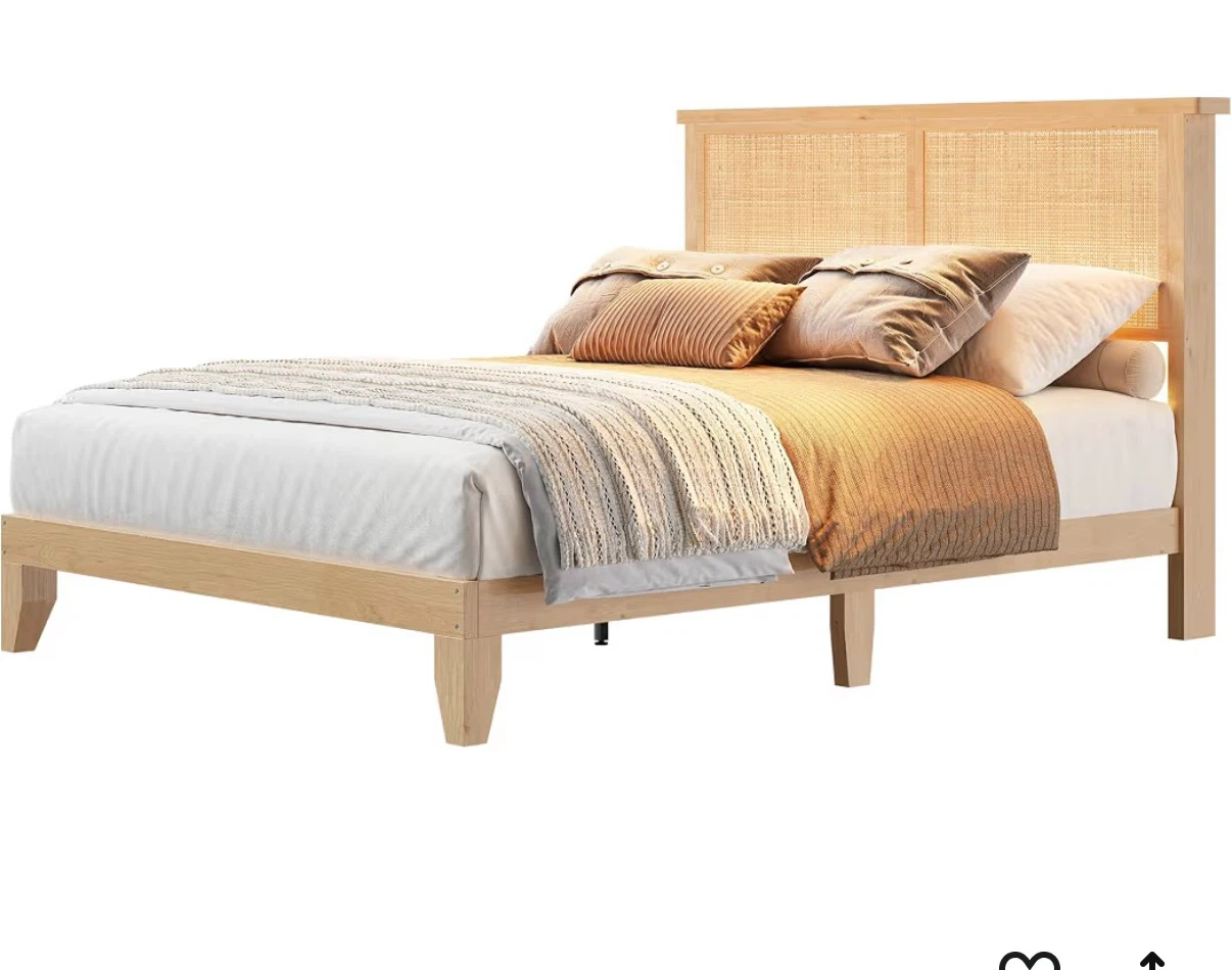 Queen Size Natural Rattan Headboard Bed Frame - photo 3