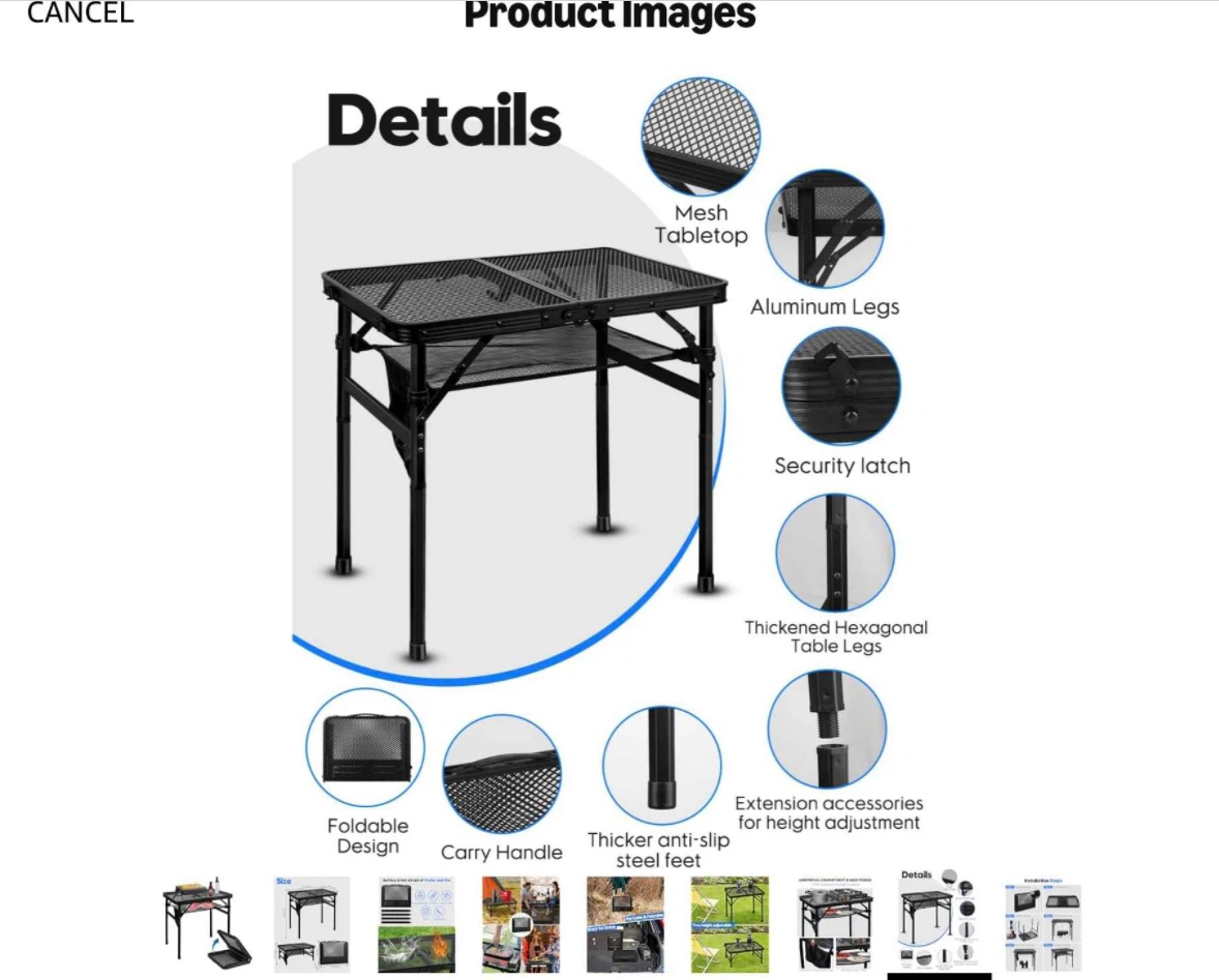 Portable Mesh Camping Table with Aluminum Legs - photo 2