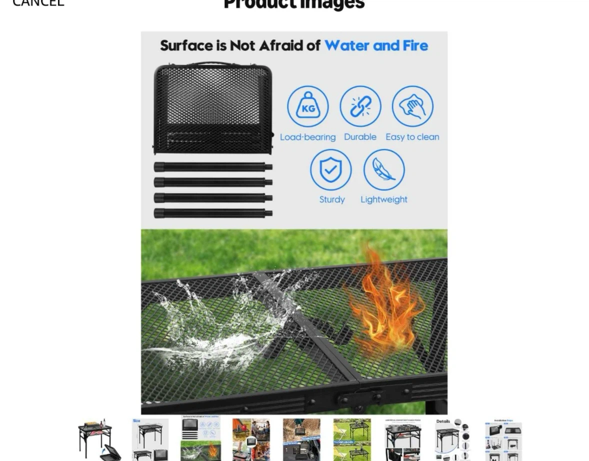 Portable Mesh Camping Table with Aluminum Legs - photo 3