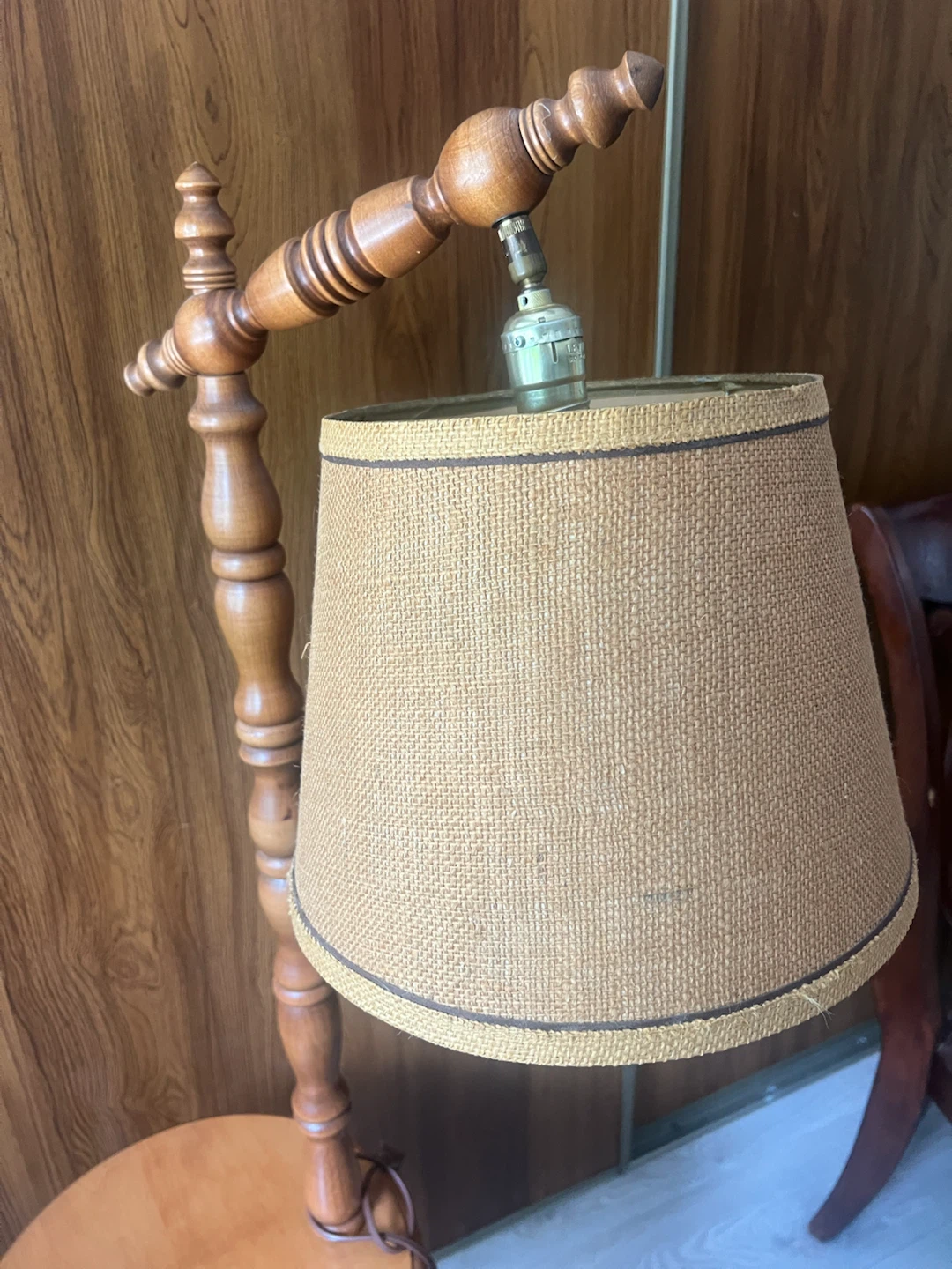 Vintage Wooden Floor Lamp with Table - photo 2