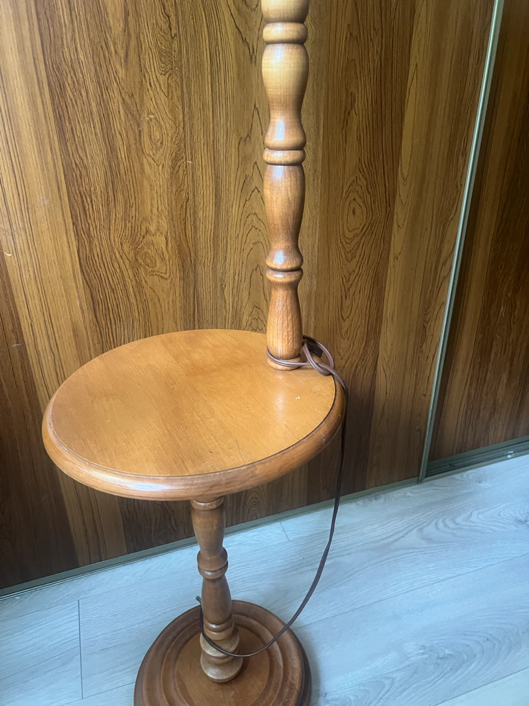 Vintage Wooden Floor Lamp with Table - photo 3