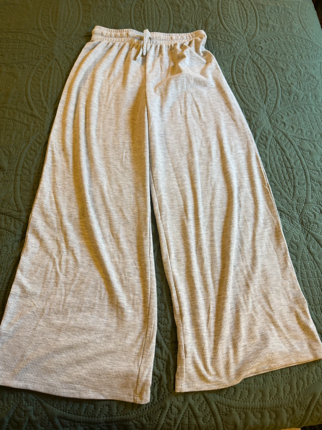 Primark Gray Ribbed Wide-Leg Pants