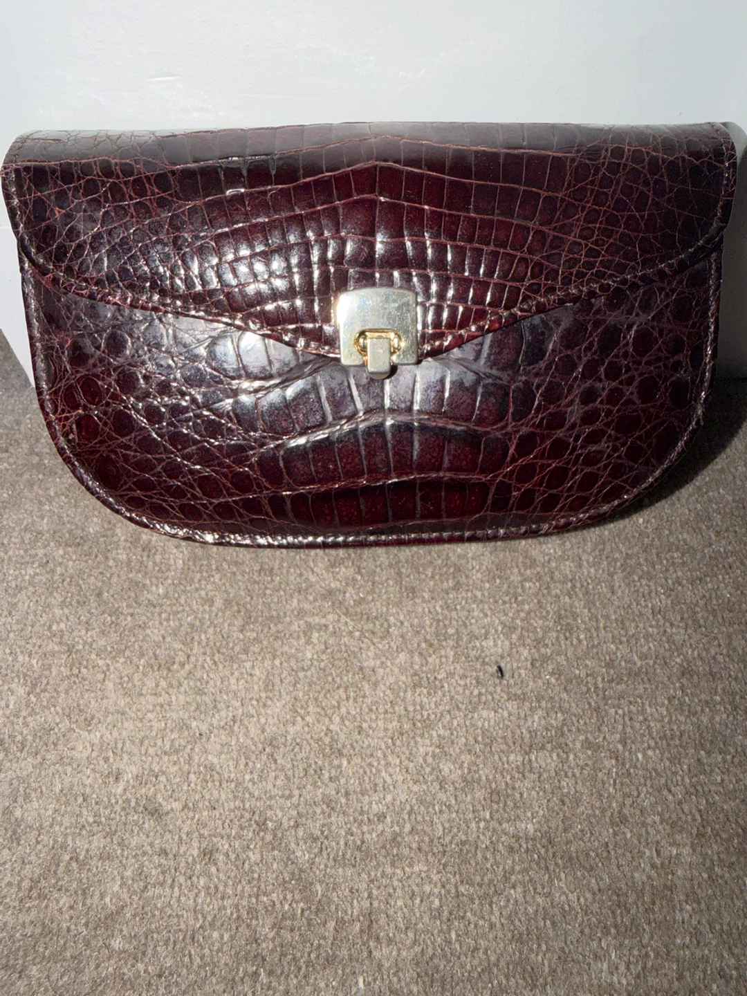 Genuine Crocodile Embossed Leather Clutch Purse