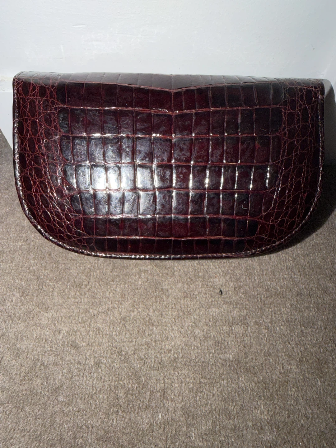 Genuine Crocodile Embossed Leather Clutch Purse - photo 2