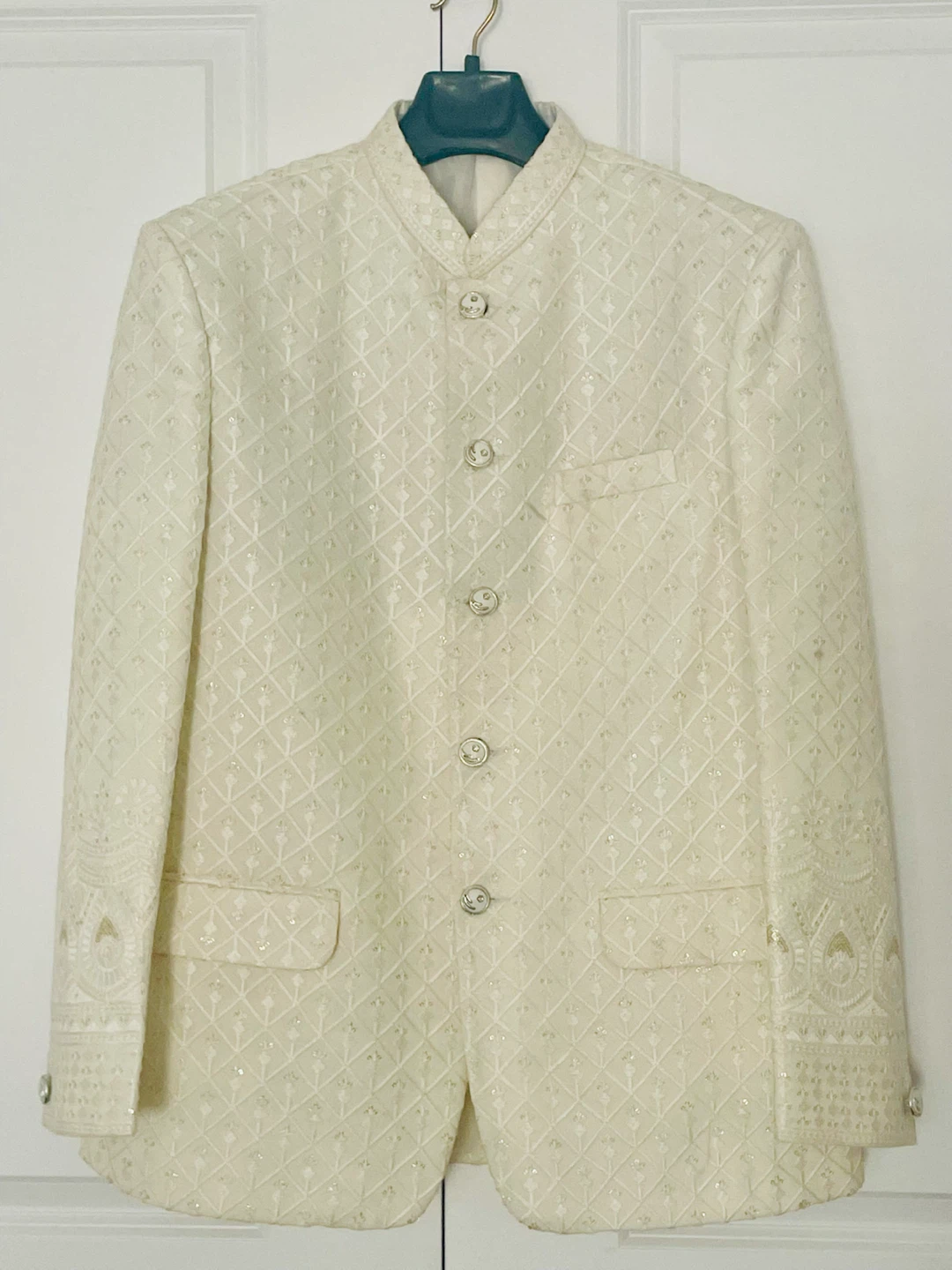 Cream Embellished Sherwani Jacket