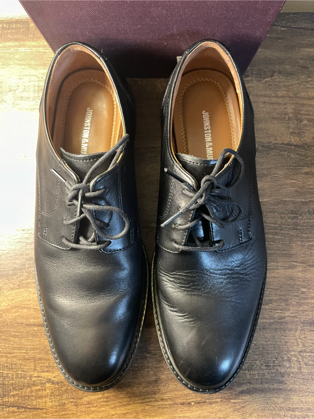 Johnston & Murphy Black Calfskin Plain Toe Shoes - 10.5 M - photo 3