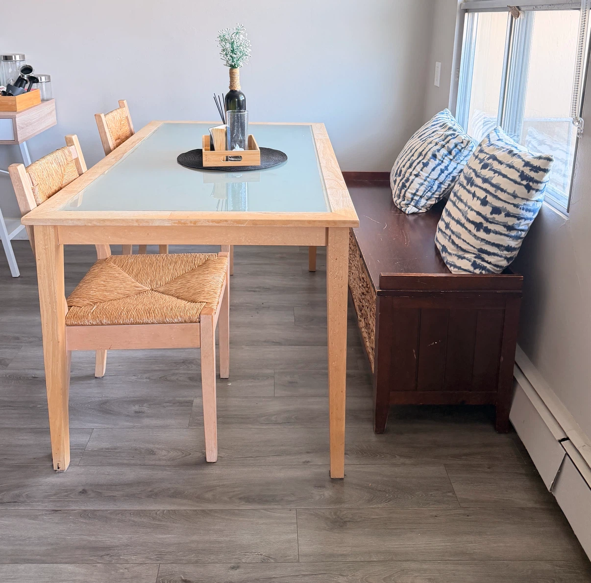 Wooden Dining Table with Glass Top - photo 2