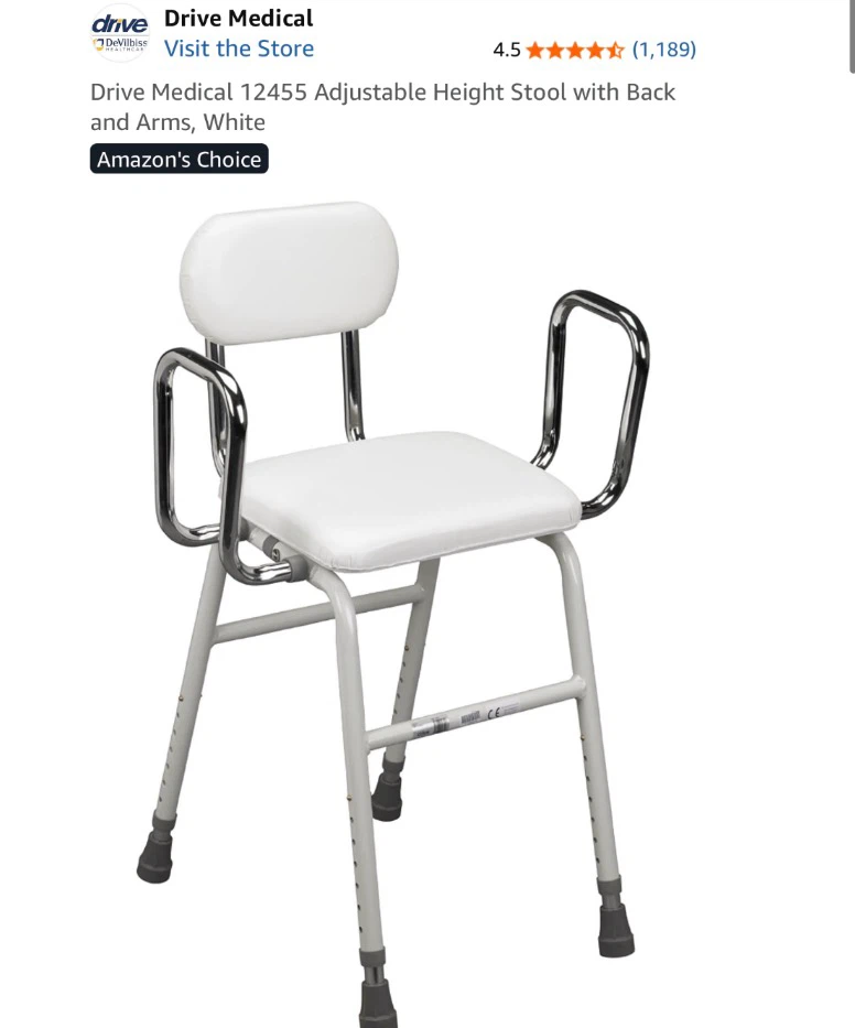 Drive Medical Adjustable Height Shower Stool with Back and Arms - photo 5