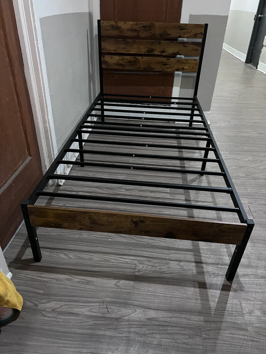 Metal Bed Frame with Wood Accents Twin size - photo 2