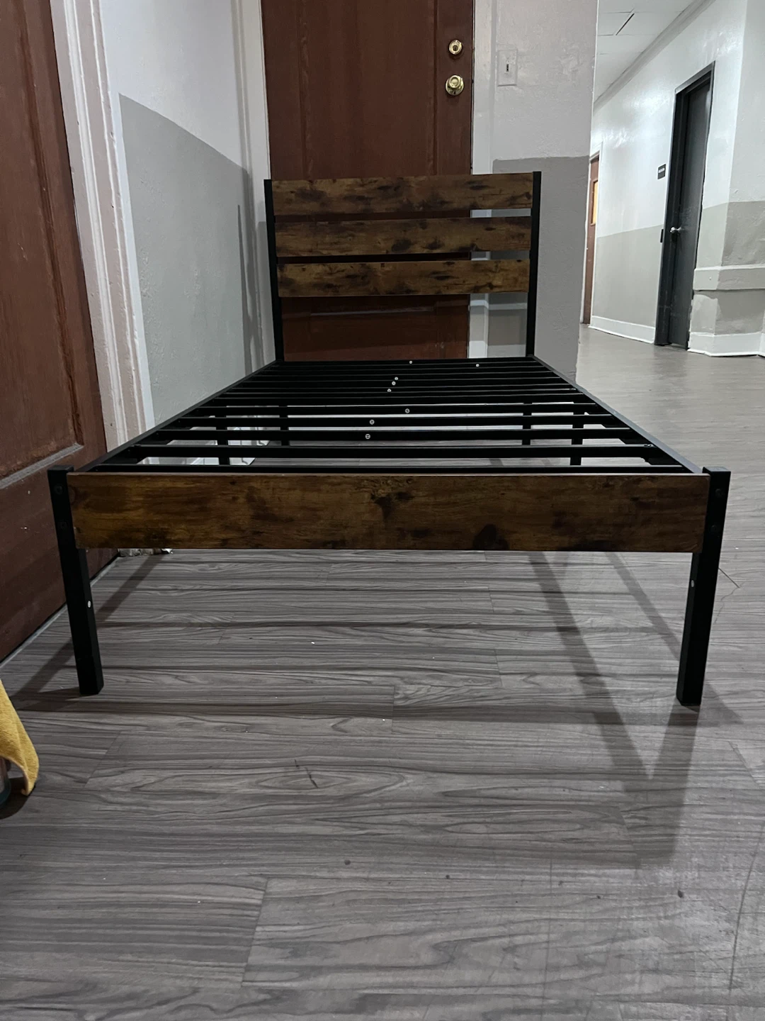 Metal Bed Frame with Wood Accents Twin size - photo 3