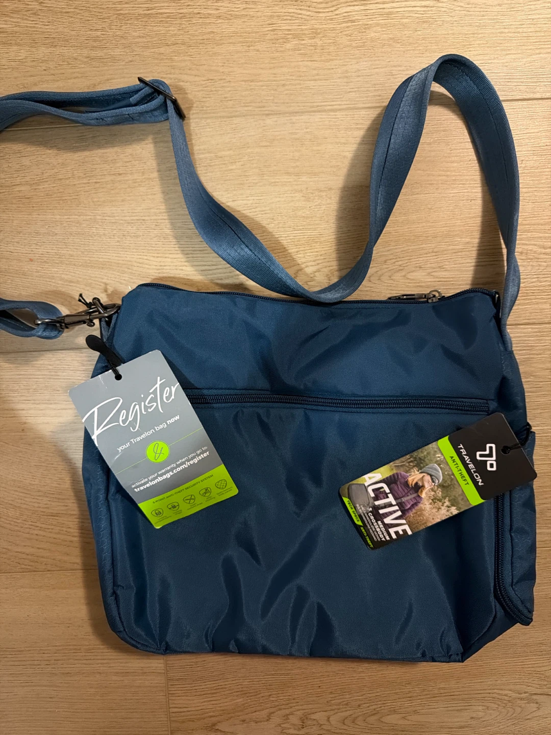 Travelon Blue Crossbody Bag with tag