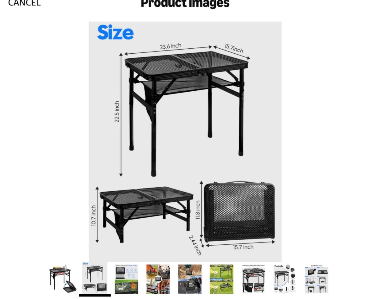 Portable Mesh Camping Table with Aluminum Legs - photo 4