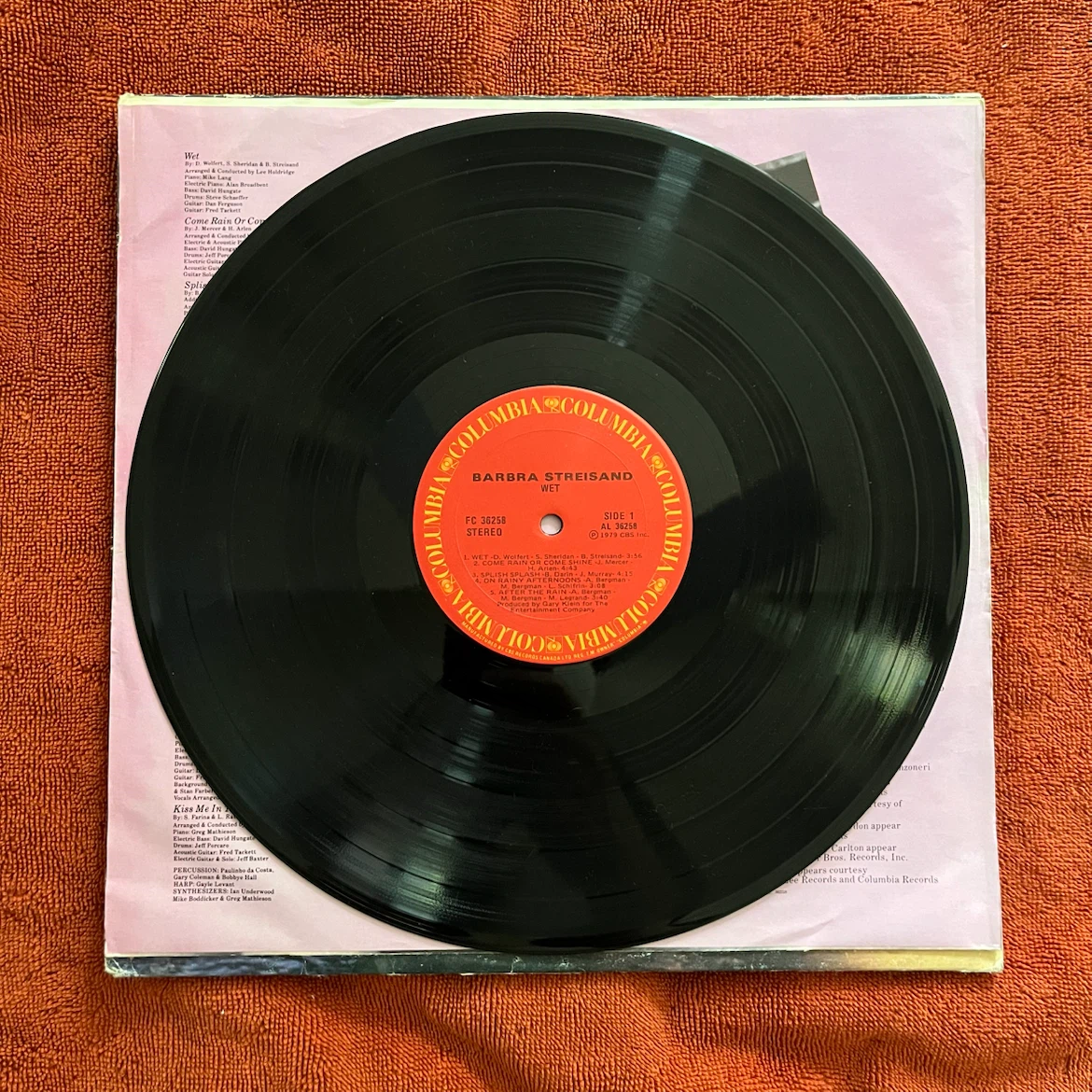 Barbra Streisand Wet Columbia Records Vinyl LP - photo 2