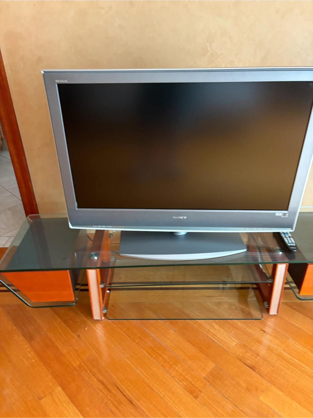 17" Glass TV Stand with Wood Accents - photo 3
