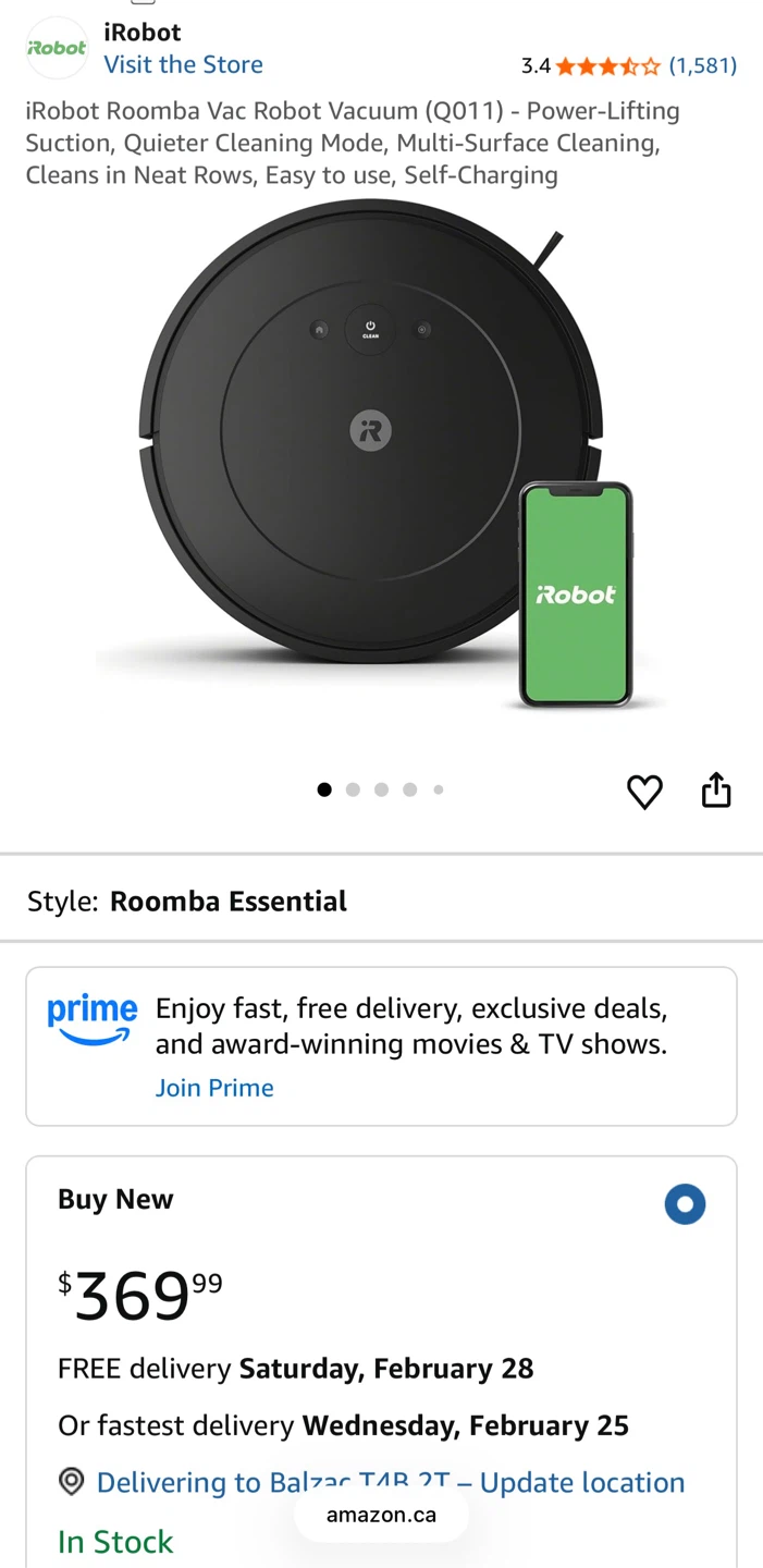 iRobot Roomba Essential Robotic Vacuum