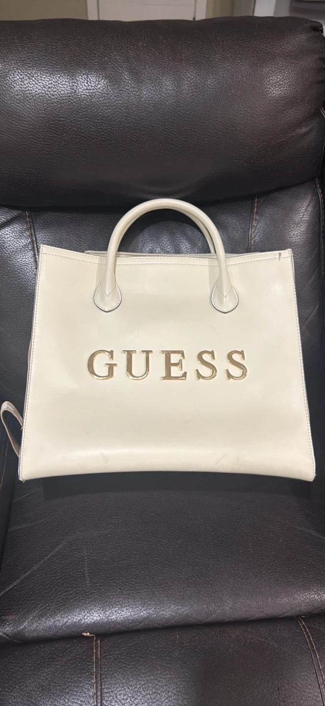 White Guess Tote Bag with Shoulder Strap - photo 2