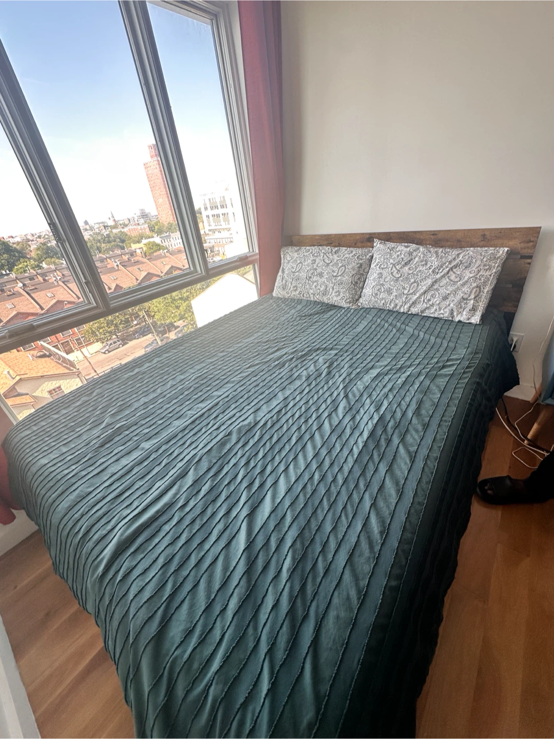 Queen Bed Frame with Wood Headboard