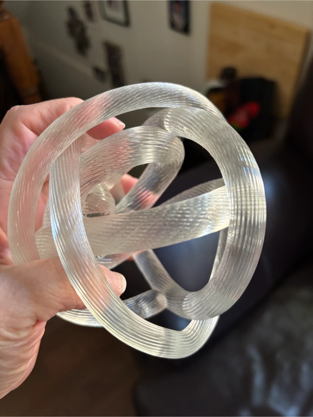 Clear Glass Interlocking Sphere Sculpture