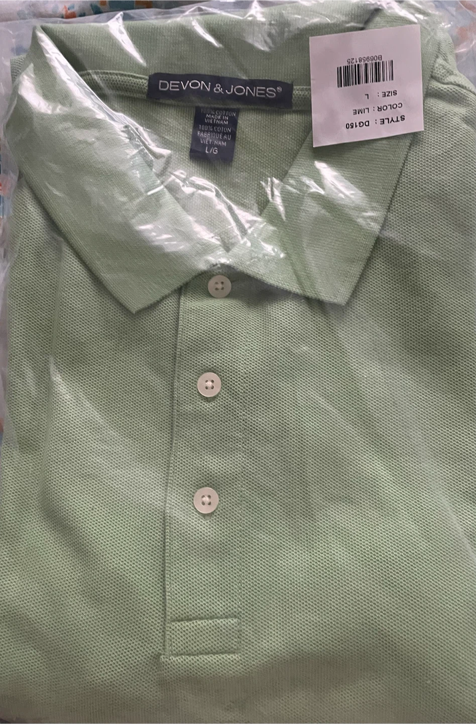 NEW Devon & Jones Mens  Short-Sleeve Polo Shirt sz L lime - photo 2