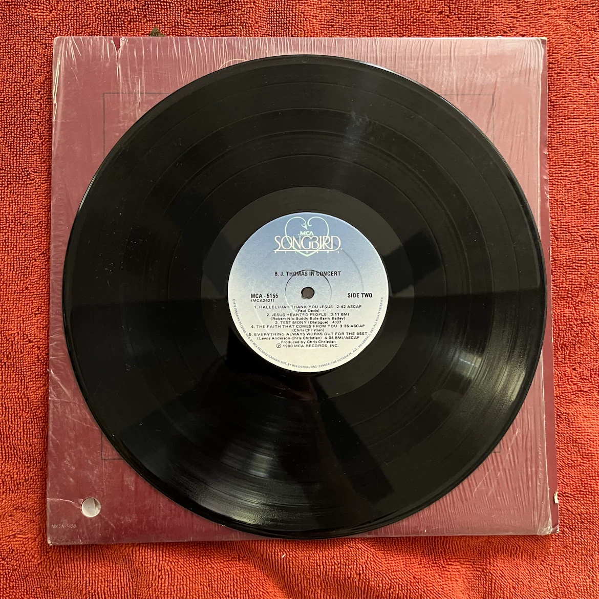 B.J. Thomas In Concert Vinyl Record - photo 2
