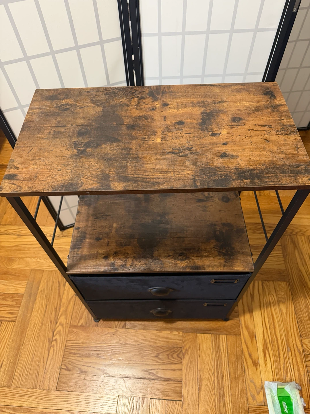 Rustic Wood Storage Shelf with 2 Drawers - photo 2