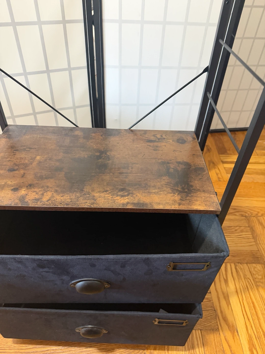 Rustic Wood Storage Shelf with 2 Drawers - photo 5