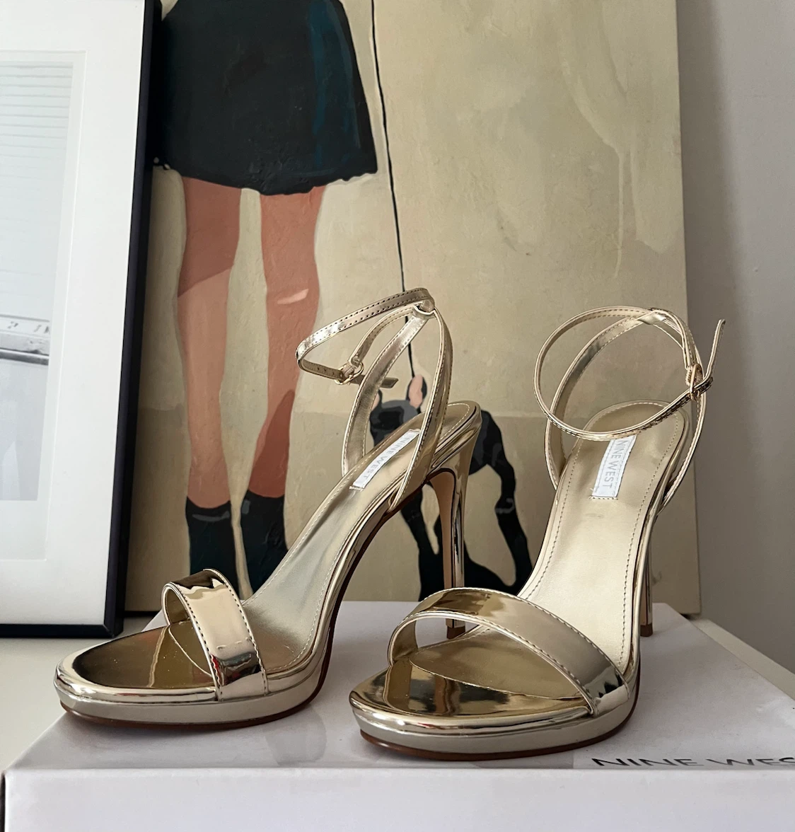Nine West Women's Gold Strappy Heeled Sandals - 8M - photo 3