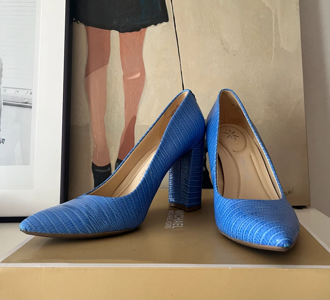 Nine West Blue Pointed Toe Heels - Size 8M - photo 3