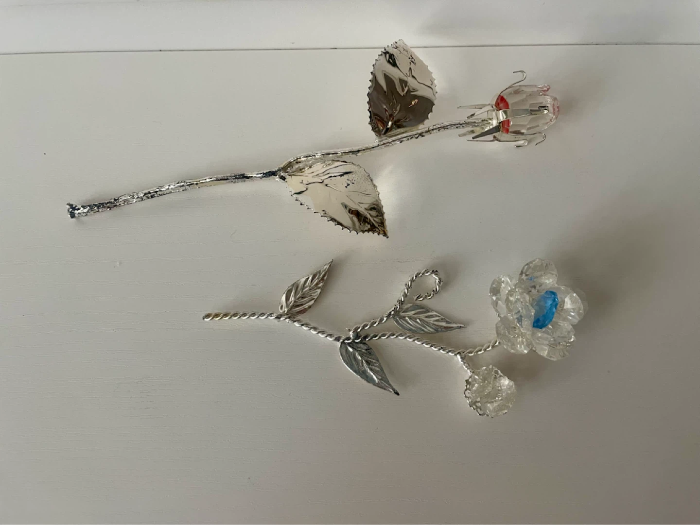 Vintage Crystal Flower Sculptures (Pair) - photo 2