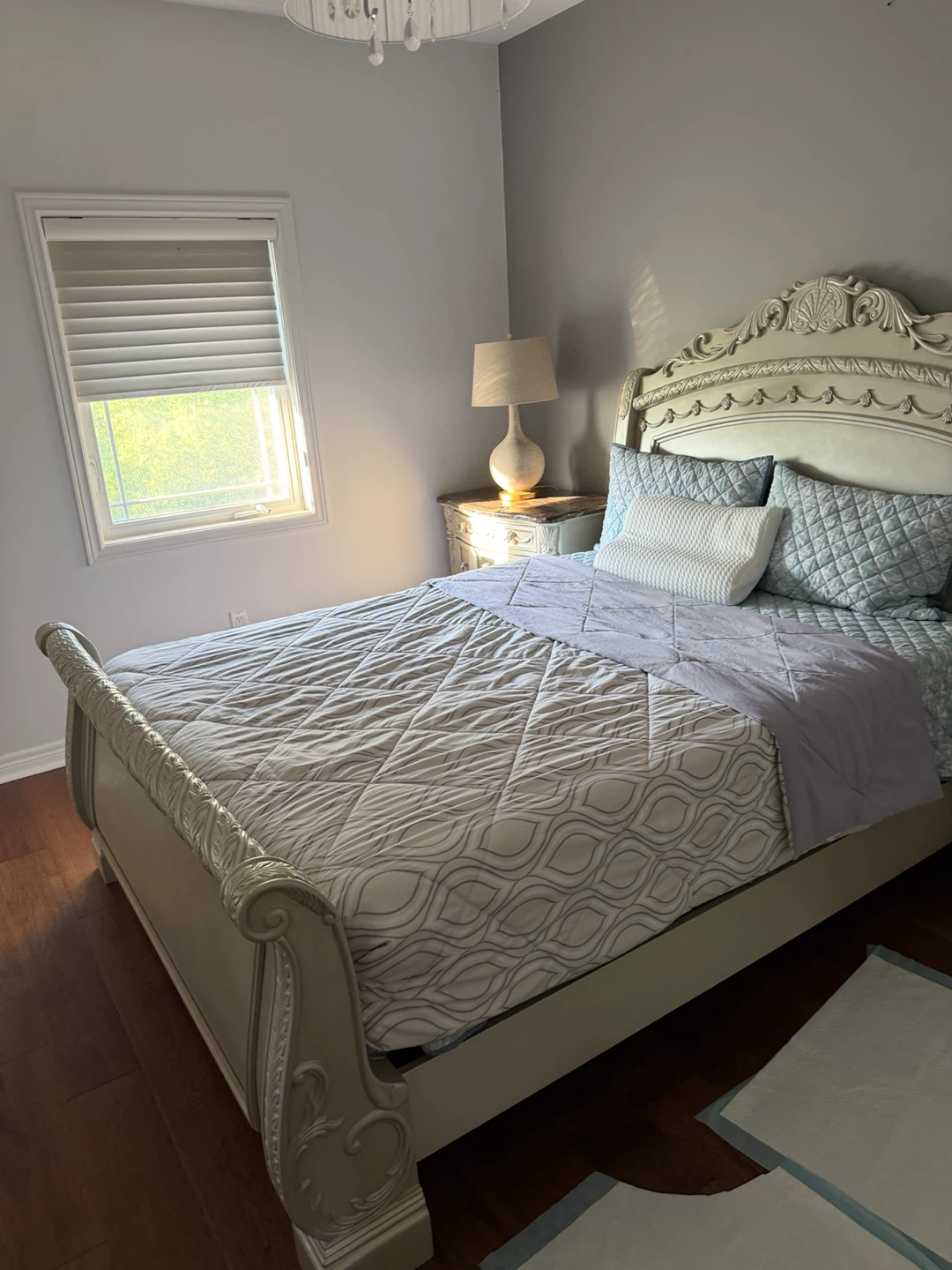 Elegant Nightstand with Marble Top Bed set - photo 4