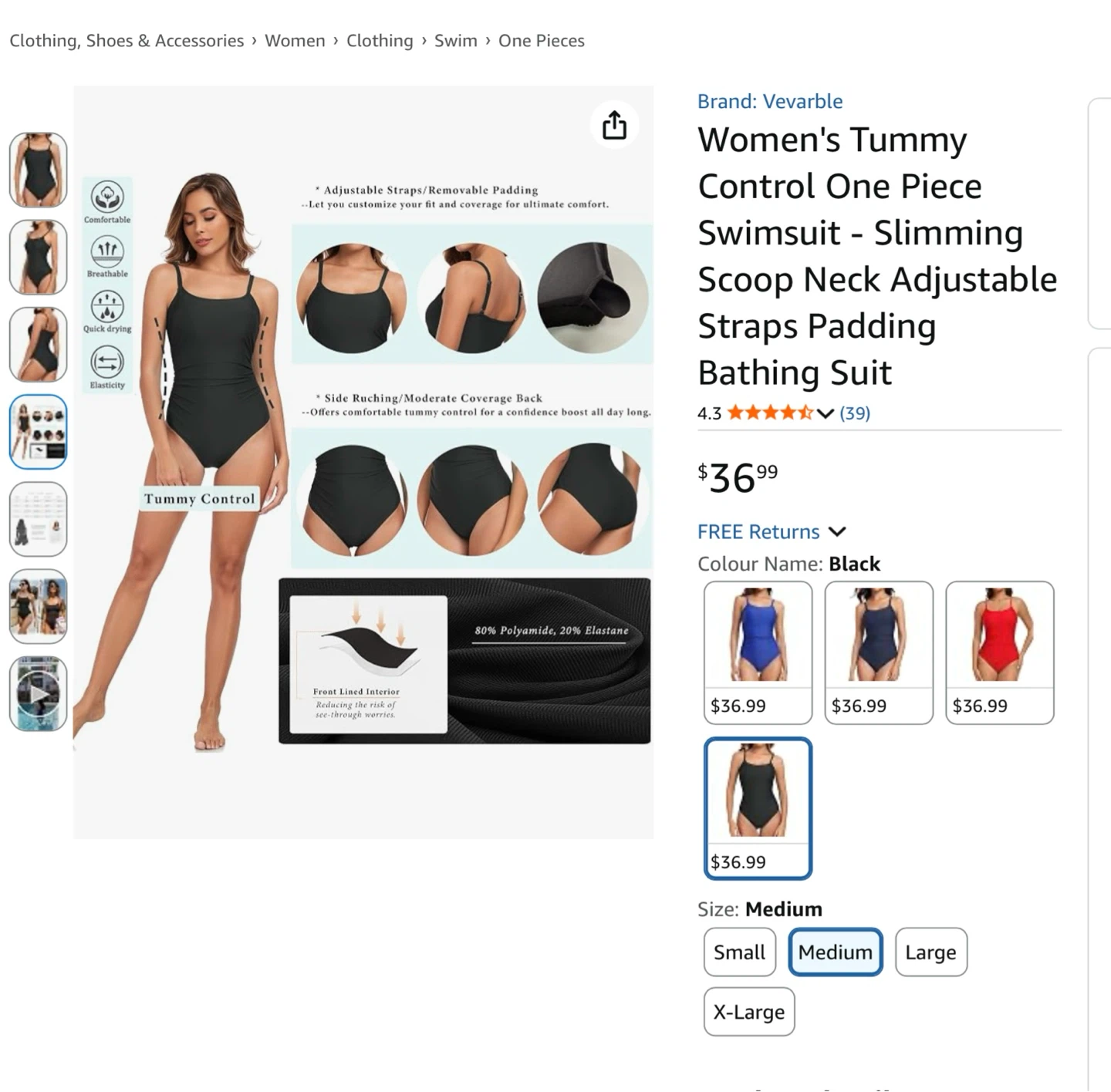 New M Women's Tummy Control One Piece Swimsuit - photo 4