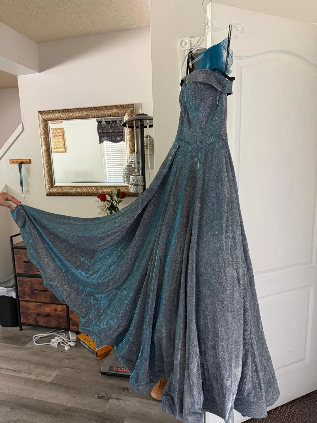 Sparkly Blue A-Line Prom Dress - photo 3