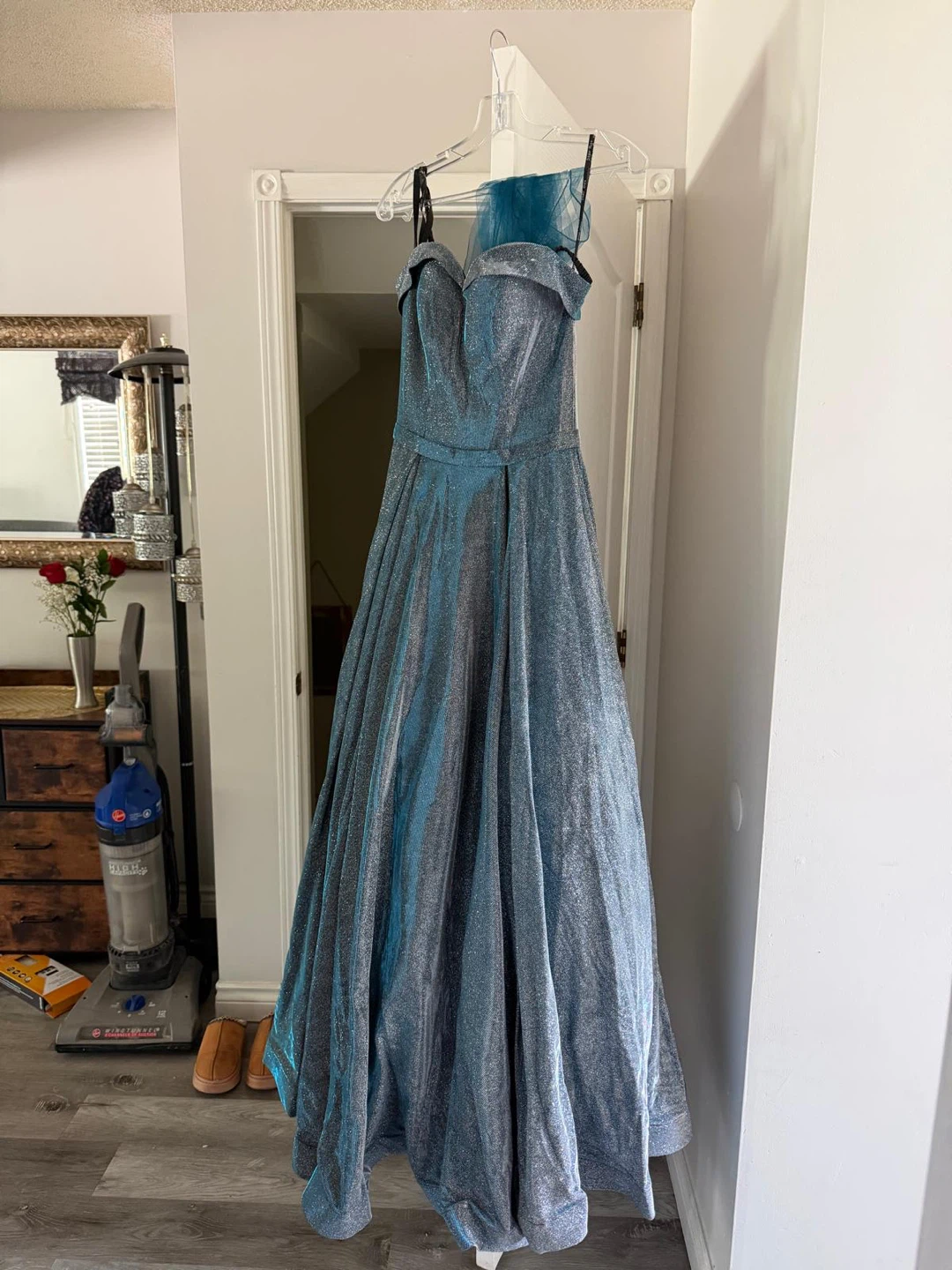 Sparkly Blue A-Line Prom Dress - photo 4