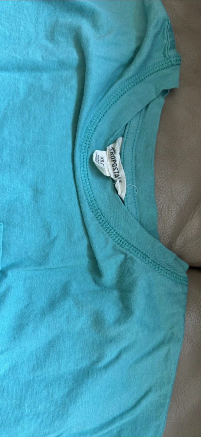 XS Aeropostale Aqua Blue Cropped Pocket T-Shirt - photo 3