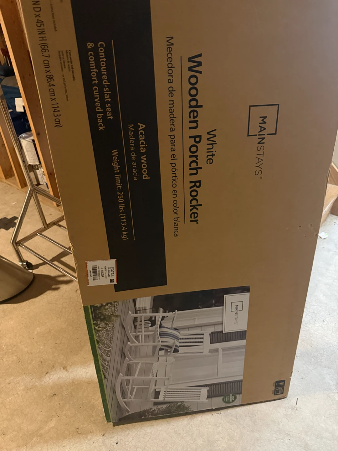 NEW - Mainstays White Wooden Porch Rocker - photo 3