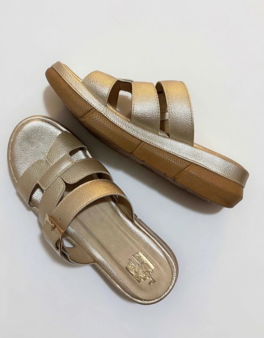Gold Slip-On Sandals