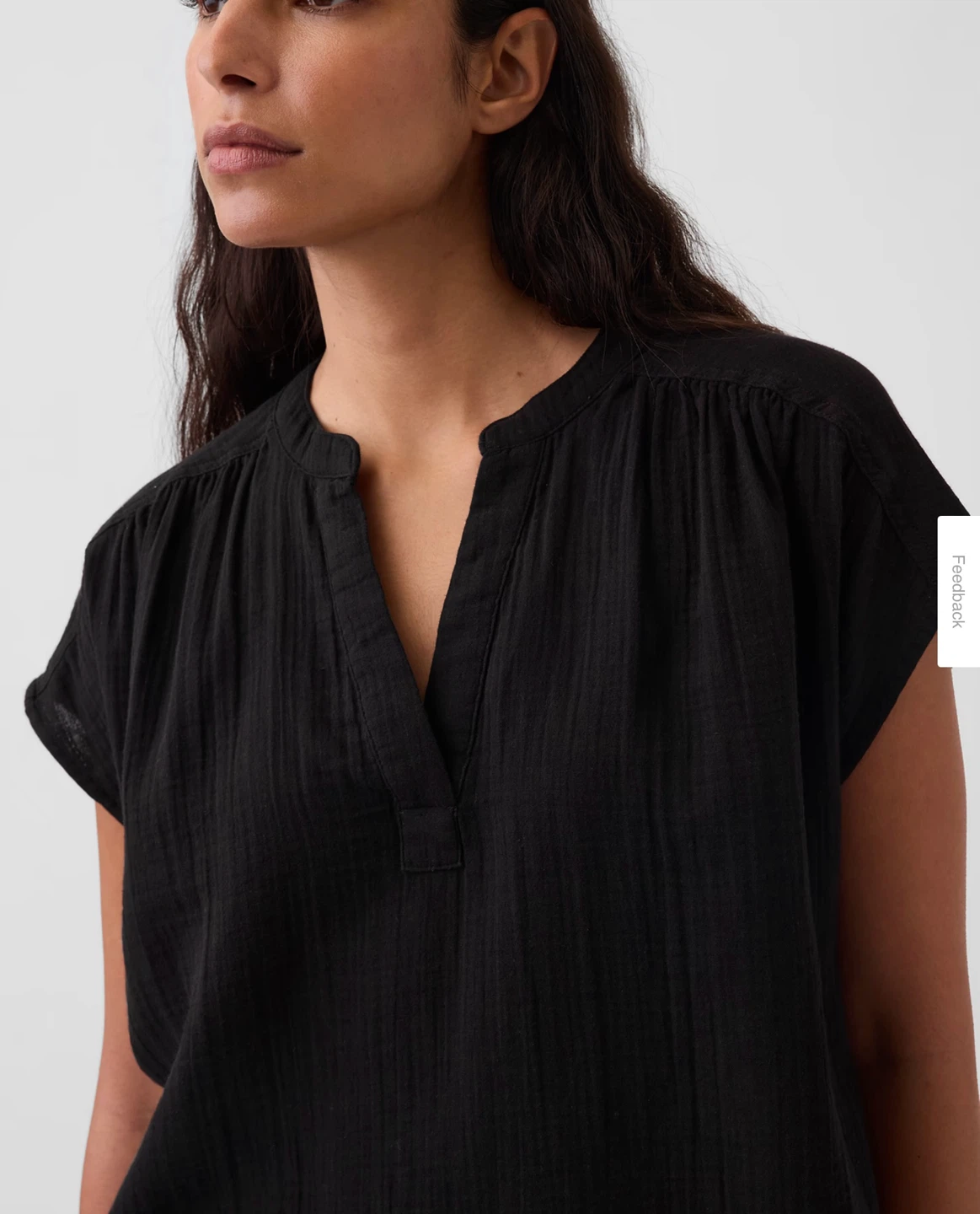 New Short-Sleeve Crinkle Gauze Popover Top XL - photo 4