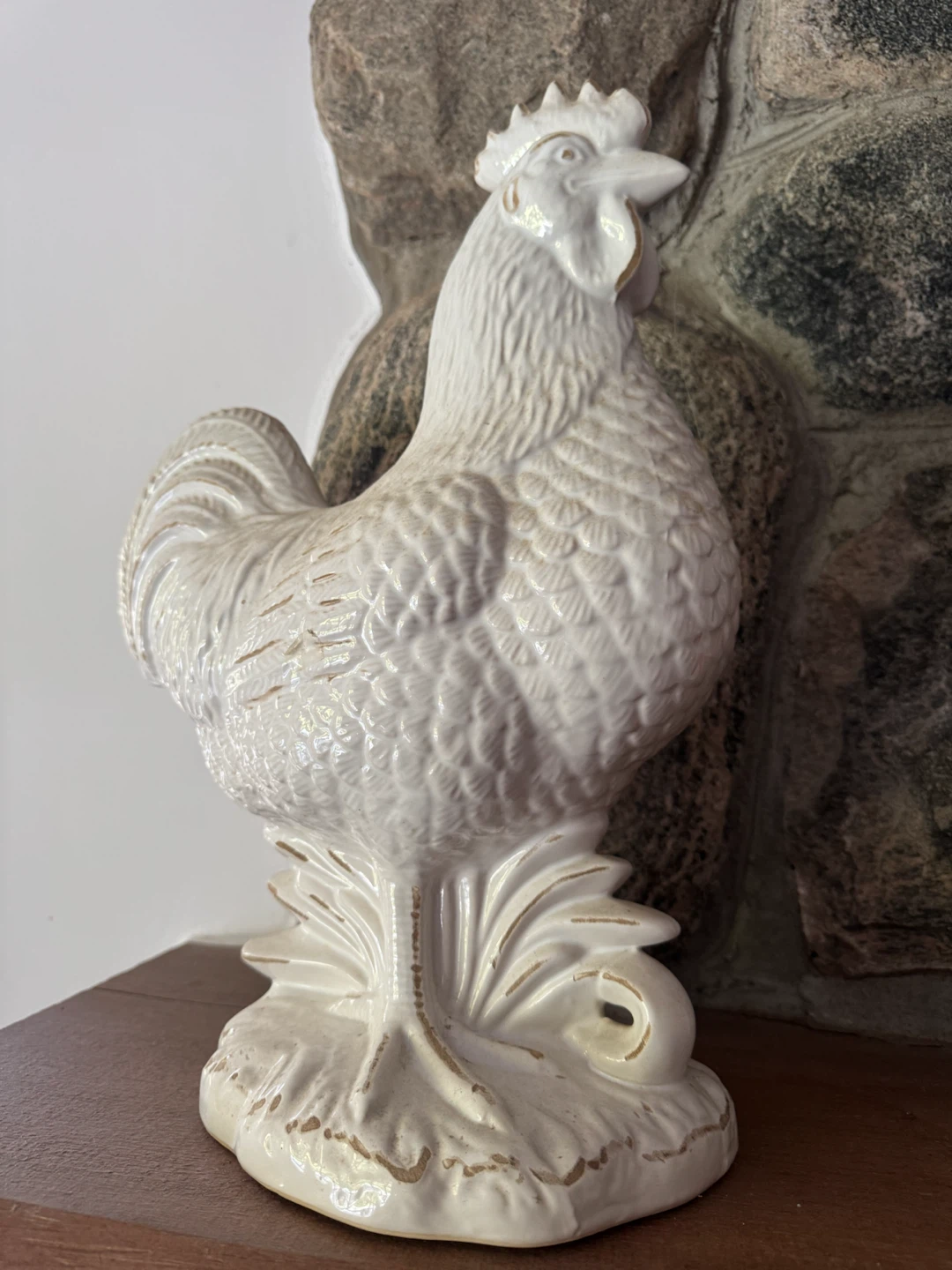 White Ceramic Rooster Figurine