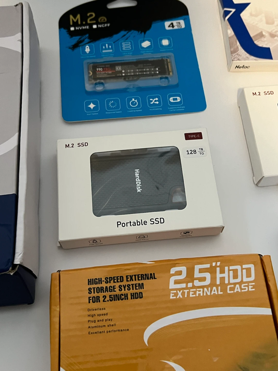 Assorted Portable SSDs, NVMe SSD, and External HDD Enclosure - photo 2