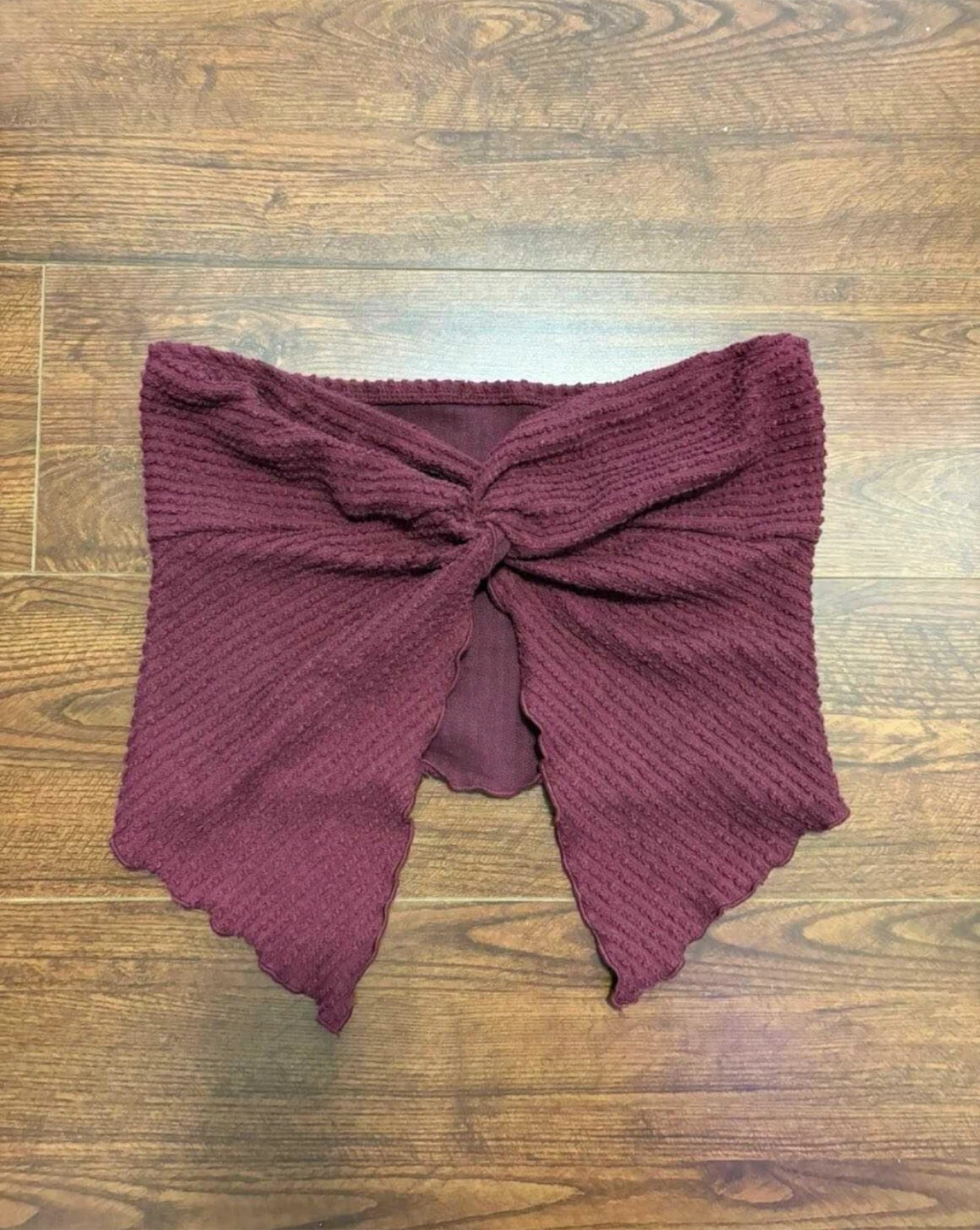 SHEIN Twist Front Tube Top - Burgundy - photo 2