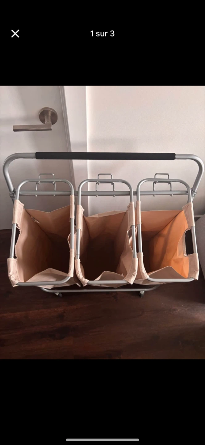 3 Section Rolling Laundry Sorter